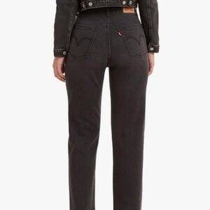 Levis Black Ribcage Straight Leg Jeans
